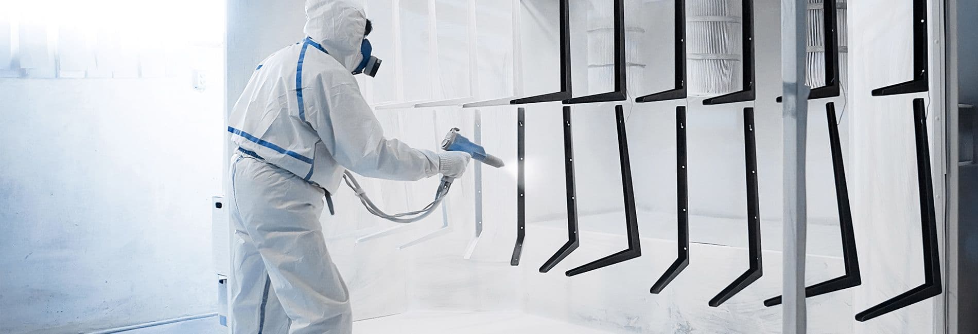 Prismatic Powders being sprayed in production setting