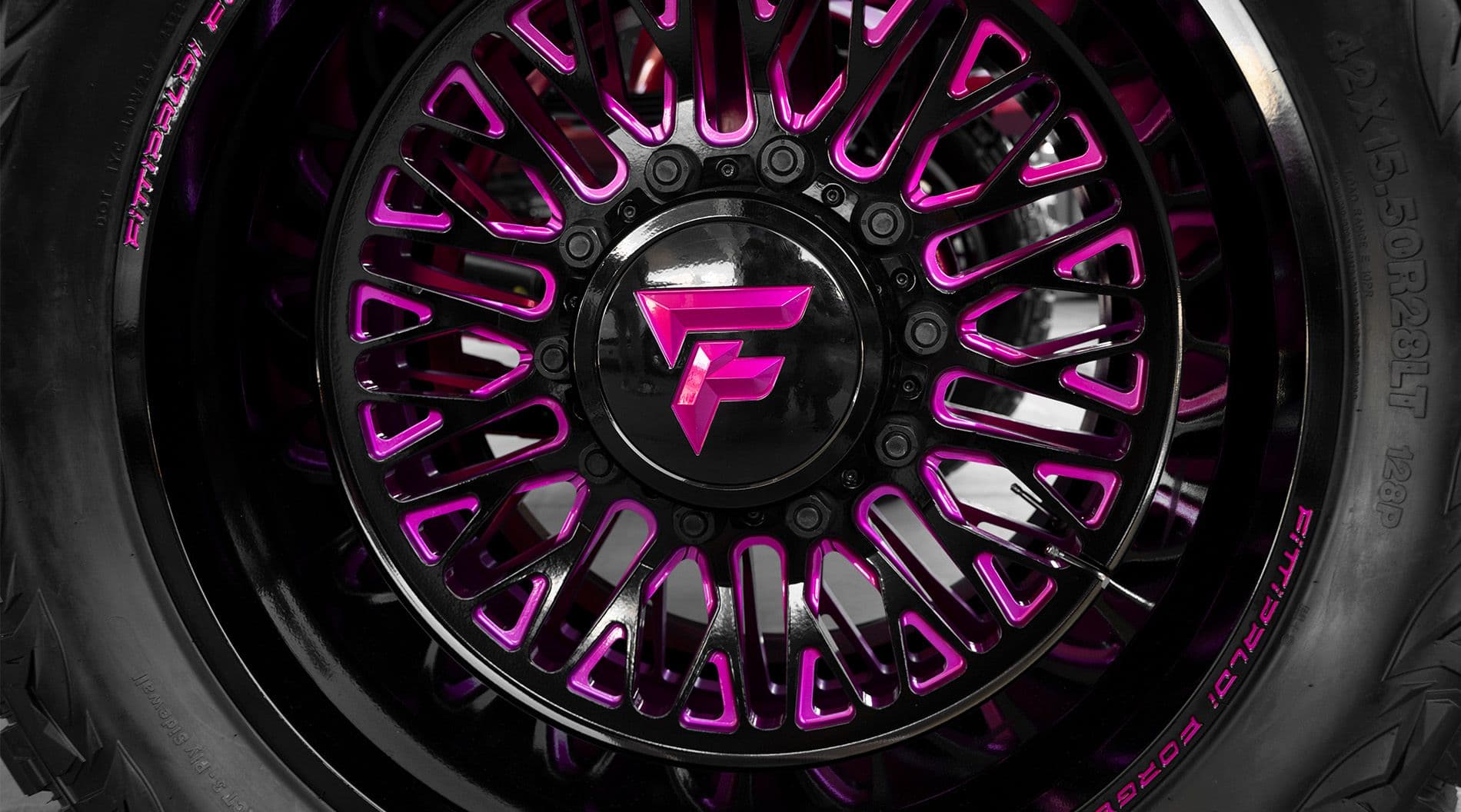 Pink and black wheel