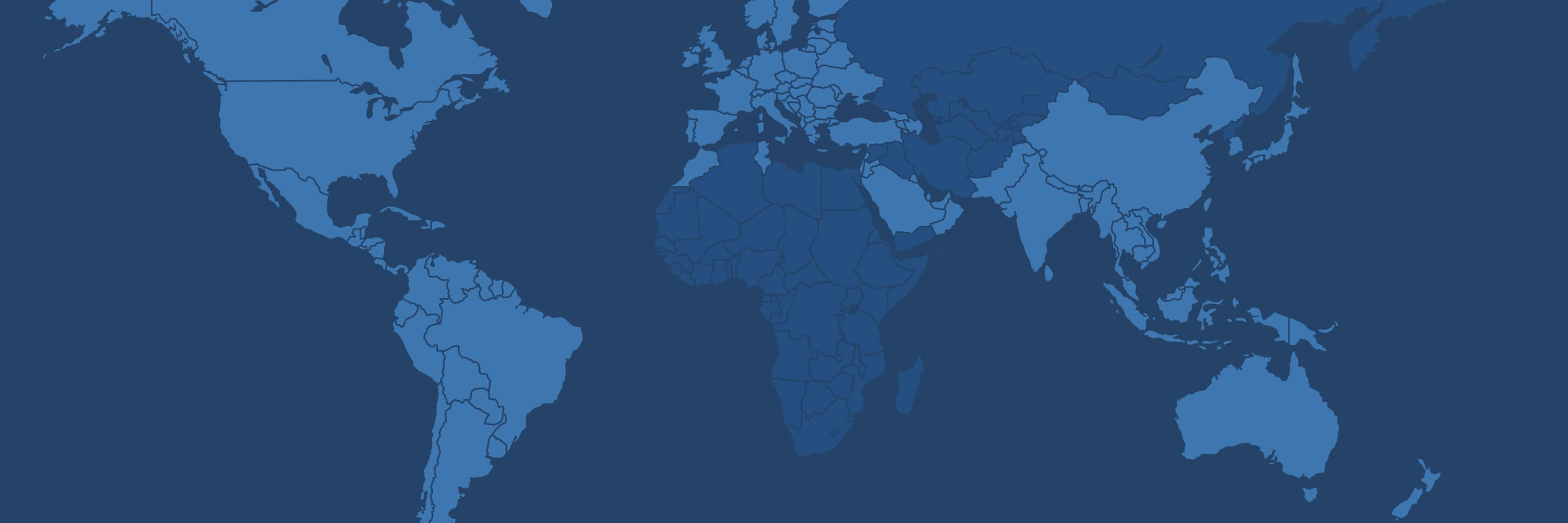 World map showing Prismatic Powders shipping coverage