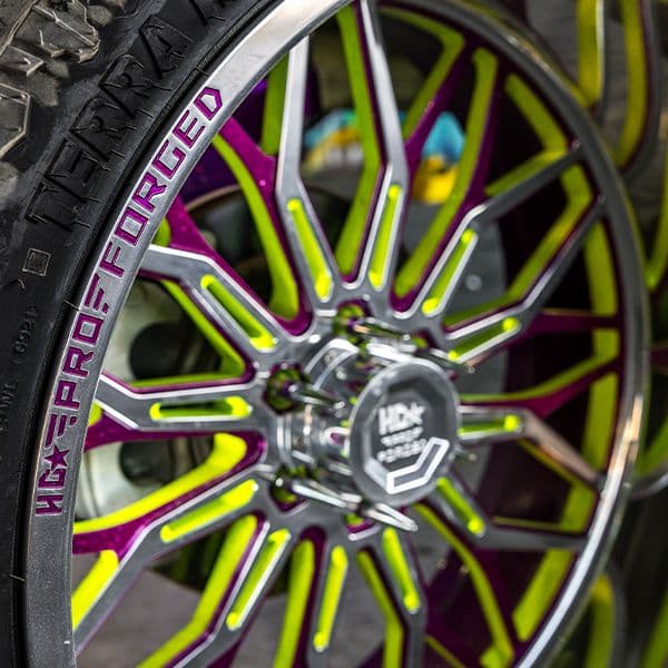 HD wheel in green and magenta