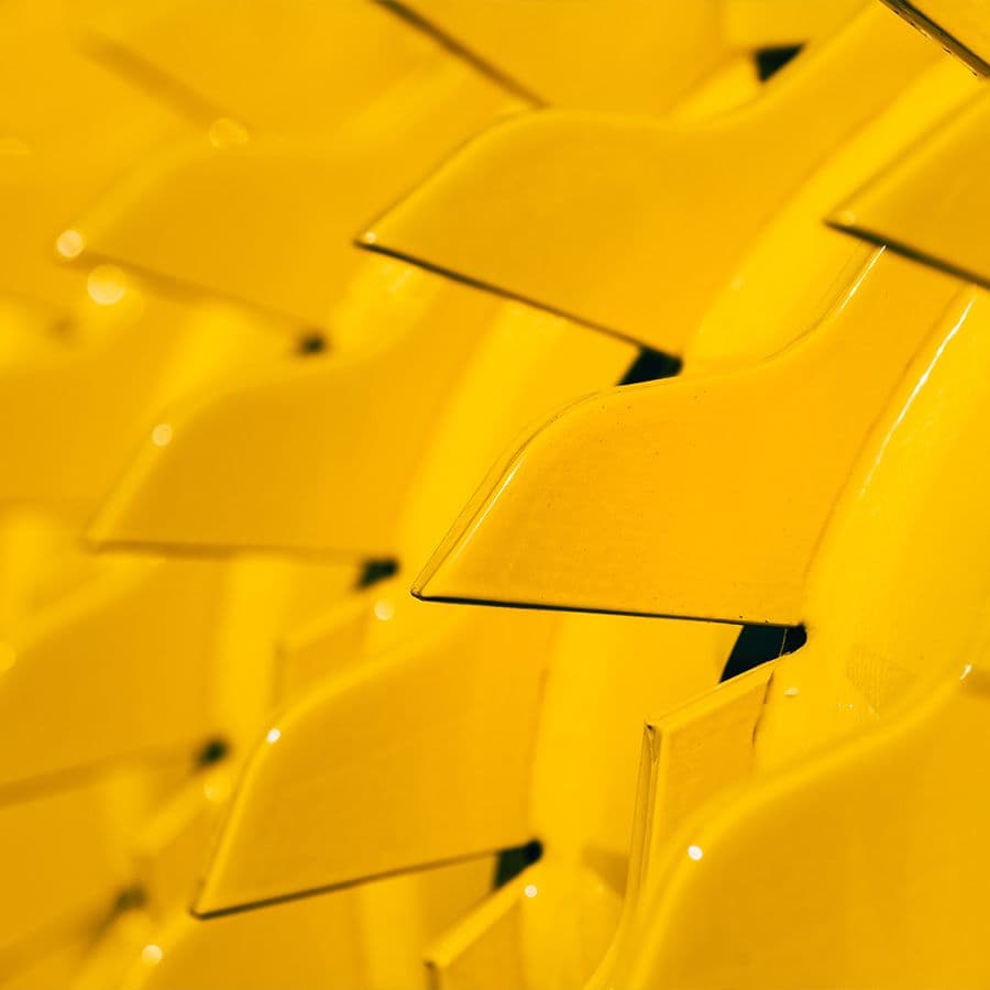 Yellow farming equipment close-up
