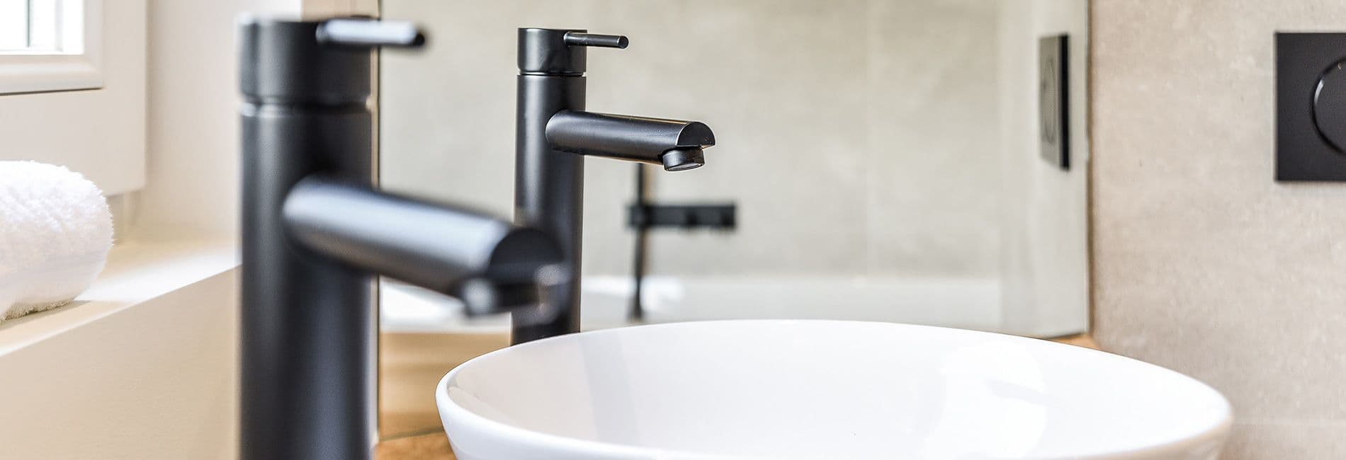Bathroom faucets in black powder coat